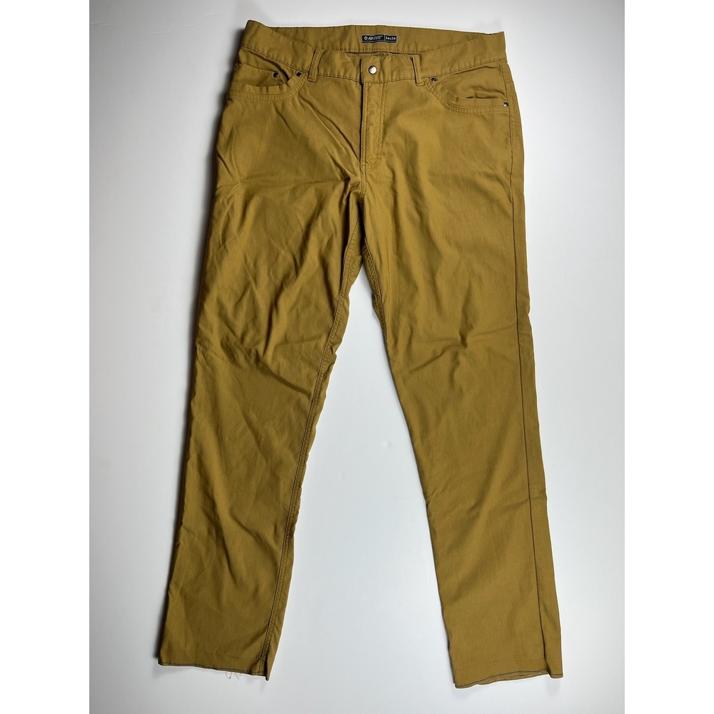 Hi-Tec Mens Outdoor Hiking Pants 34x34 Mustard Yellow Straight Leg Stretch